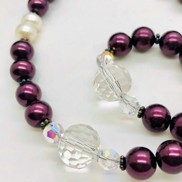 Vintage Deco Crystal Glass Pearl Necklace - Picture 14 of 15